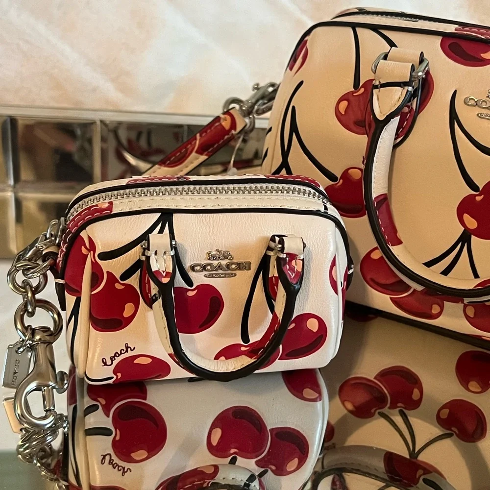 Coach Cream and Red Satchel Set with Cherry Print - Picture 2 of 11